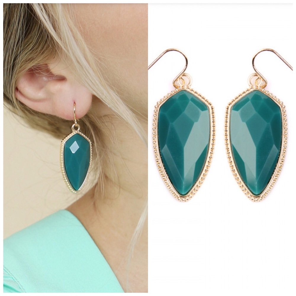 Green earrings statement shield NWT